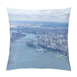 Personality  Aerial View Of Manhattan And Brooklyn Bridge In New York, Usa Pillow Covers