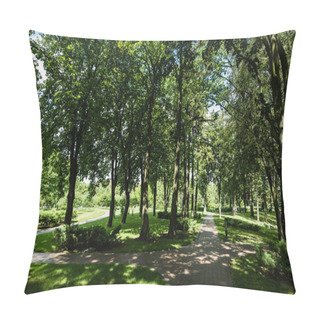 Personality  Sunlight On Path With Shadows From Trees And Bushes In Park  Pillow Covers