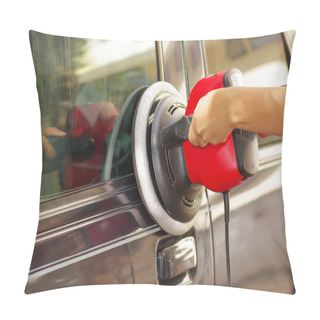 Personality  Hands Holding A Power Buffer Machine Cleaning A Car Pillow Covers