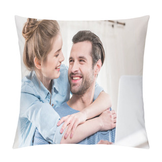 Personality  Couple Using Laptop Pillow Covers