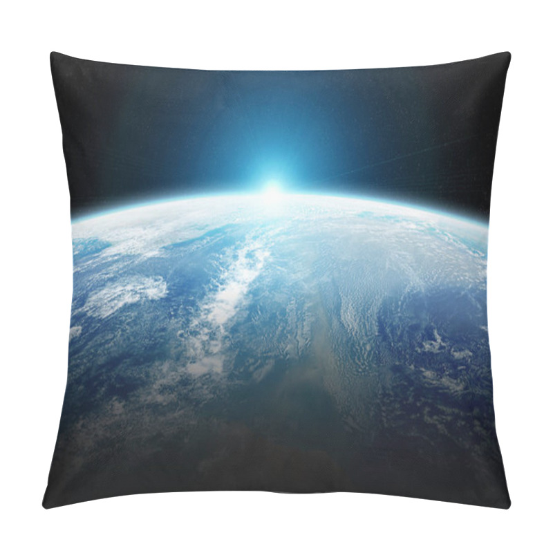 Personality  View Of Planet Earth Close Up With Atmosphere During A Sunrise 3 Pillow Covers