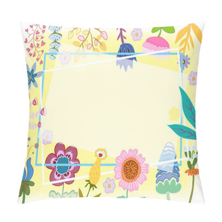 Personality  Frame From Decorative Naive Flowers On A White Background. Pillow Covers