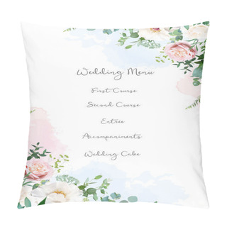 Personality  Spring Wedding Floral Card. Pastel Watercolor Style. Pillow Covers