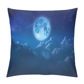 Personality  Beautiful Blue Moon Behind Cloudy On Sky And Star At Night. Outd Pillow Covers