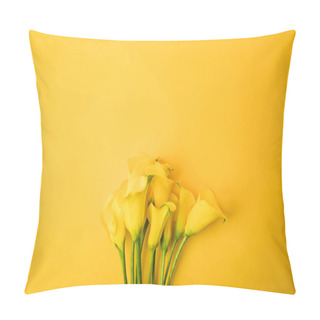 Personality  Close-up View Of Beautiful Yellow Calla Lily Flowers Isolated On Yellow Pillow Covers