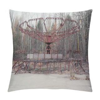 Personality  Old Carousel In Amusement Park In Chernobyl Abandoned City Pillow Covers