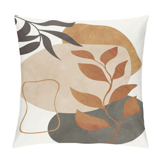 Personality  Organic Geometric Abstract Art, Texture, Geometric Shapes, Beige, Brown, Yellow, Black, Green, Green, Nature, Botanical, Flowers, Leaves, Landscape Pillow Covers