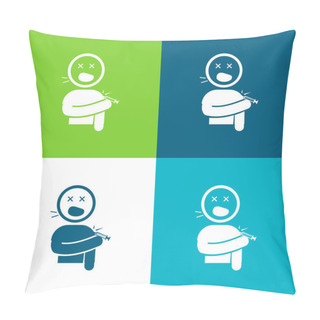 Personality  Boy Screaming Hurted With A Knife In His Shoulder Flat Four Color Minimal Icon Set Pillow Covers