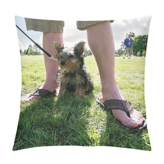 Personality  Cute Dog With Owner Pillow Covers