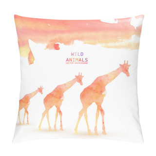 Personality  Giraffe Animal Watercolor Background Pillow Covers