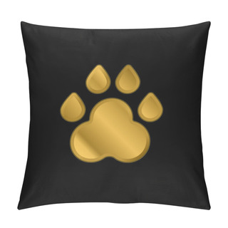 Personality  Animal Track Gold Plated Metalic Icon Or Logo Vector Pillow Covers