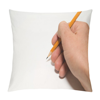 Personality  Men's Right Hand Holding A Pencil On Over White Pillow Covers
