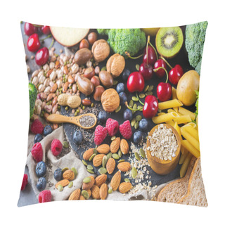 Personality  Selection Of Healthy Rich Fiber Sources Vegan Food For Cooking Pillow Covers