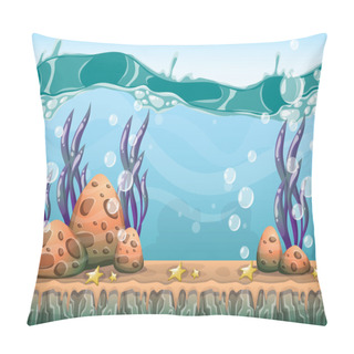 Personality  Cartoon Vector Underwater Background With Separated Layers For Game Art And Animation Pillow Covers