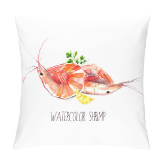 Personality  Watercolor Shrimps. Pillow Covers