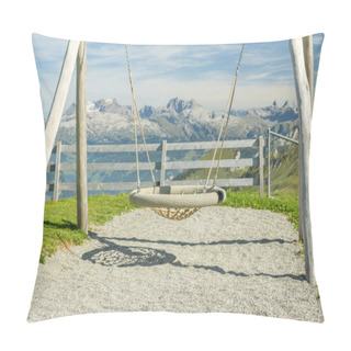 Personality  Swing On Top Of Fronalpstock Peak Close To Stoos Village In Swit Pillow Covers
