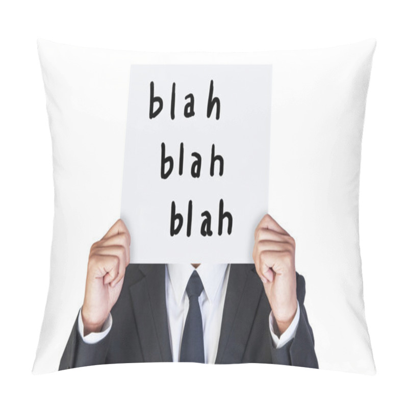 Personality  Businessman holding paper pillow covers