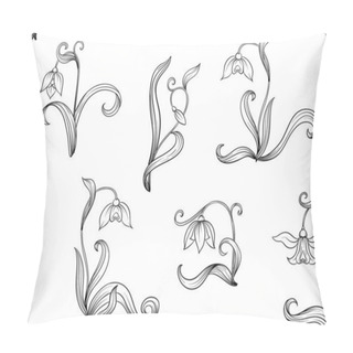 Personality  Galanthus, Snowdrop, Nivalis. Seamless Pattern Pillow Covers