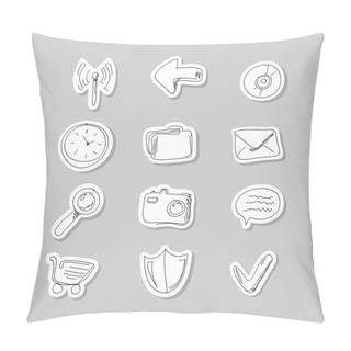 Personality  Funny Hand-drawn Icons Set. Vector Illustration Pillow Covers