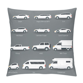 Personality  Car Type And Model Objects Icons Set Pillow Covers