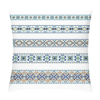 Personality  Set Of Ethnic Ornament Pattern In Blue And Brown Colors Pillow Covers