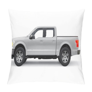 Personality  A Large Modern Pickup Truck With A Double Cab, Glowing Headlights On A White Uniform Background. 3d Rendering Pillow Covers
