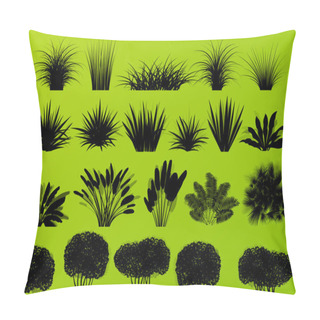 Personality  Exotic Jungle Bushes Grass, Reed, Palm Tree Wild Plants Collecti Pillow Covers