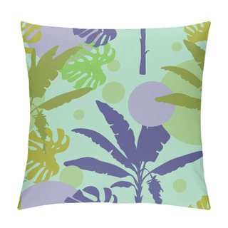 Personality  Seamless Hand Drawn Botanical Exotic Vector Pattern With Silhouette Palm Trees And Leaves On Light Background. Pillow Covers