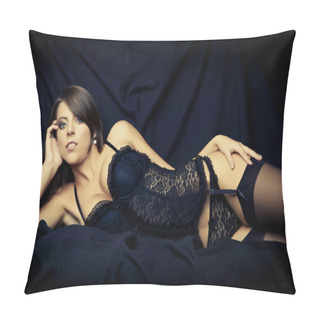 Personality  Sexy Young Girl In Black Lingerie Pillow Covers