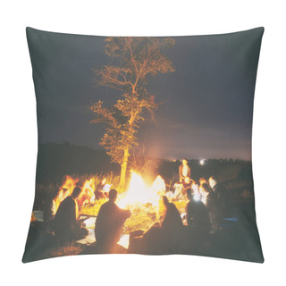 Personality  The Company Of Young People Are Sitting Around The Bonfire And S Pillow Covers
