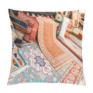 Personality  Colorful Handmade Oriental Rugs And Carpets At The Bazaar Pillow Covers