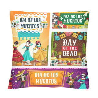 Personality Day Of Dead Dancing Skeletons And Sugar Skulls Pillow Covers