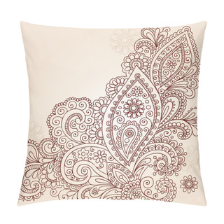 Personality  Henna Mehndi Paisley Flowers Doodle Vector Design Pillow Covers