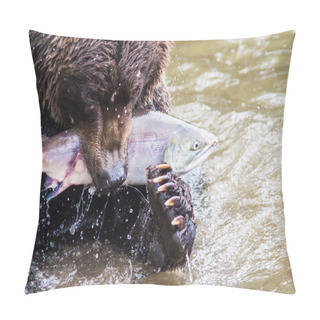 Personality  Brown Bear With Salmon Pillow Covers