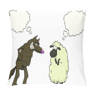 Personality  Wolf Vs Sheep A White Background Vector Illustration Pillow Covers