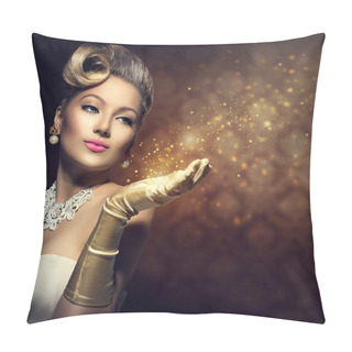 Personality  Retro Woman With Magic In Her Hand. Pillow Covers