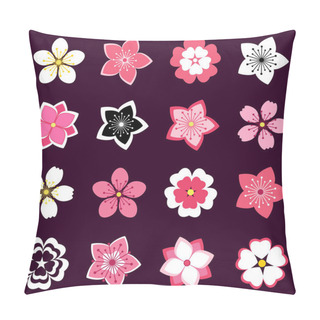 Personality  Set Of Cherry Blossom, Flowers Icons Pillow Covers