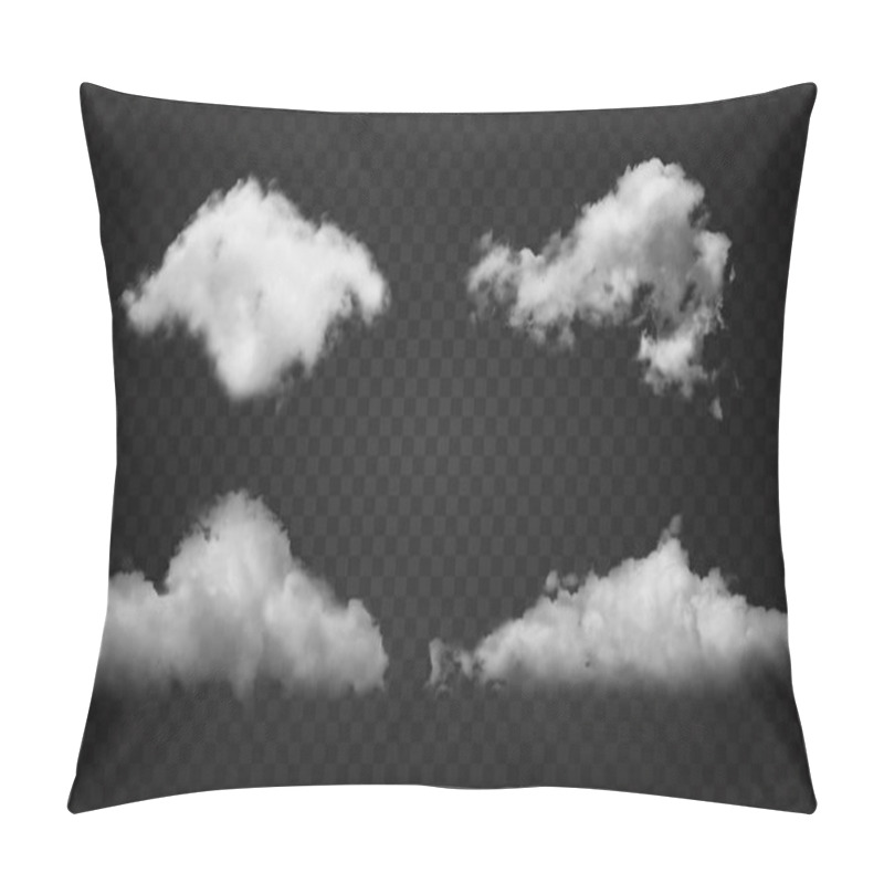 Personality  Realistic Fluffy White Textured Clouds On Black Pillow Covers