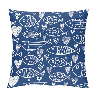Personality  Fish Seamless Pattern Vector Illustration  Pillow Covers