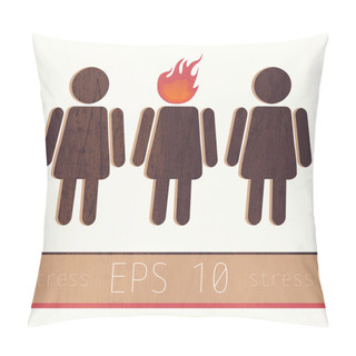 Personality  Female Sign In Stress. Vector Illustration. Pillow Covers