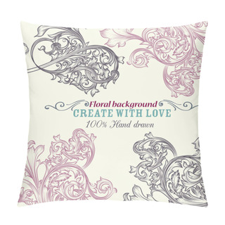 Personality  Retro Ornamental Vector Background With Engraved Ornaments Pillow Covers