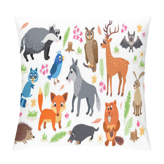 Personality  Woodland Forest Animals Set Isolated On White Pillow Covers