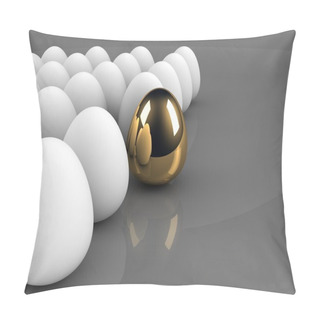 Personality  Golden Egg Concept Out Of The Crowd Over Grey Background Pillow Covers