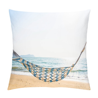 Personality  Empty Hammock Swing On The Beautiful Beach And Sea Pillow Covers