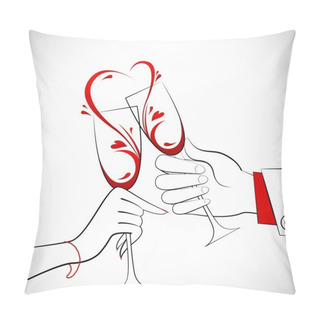 Personality  Couple Holding Glass Of Wine Pillow Covers