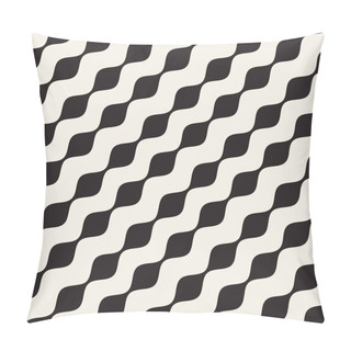 Personality  Vector Seamless Black And White Diagonal Wavy Lines Pattern Pillow Covers