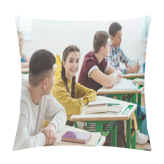 Personality  Row Of High School Students Sitting In Class During Lesson Pillow Covers