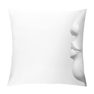 Personality  White Colorless Female Face With White Skin In Profile On A White Background. 3D Render. Pillow Covers
