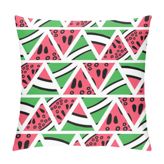 Personality  Hand Drawn Watermelon Slices Seamless Pattern. Vector Illustration. Seasonal Summer Tropical Design Motif Pillow Covers
