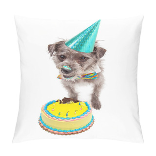 Personality  Birthday Dog Eating Cake Pillow Covers
